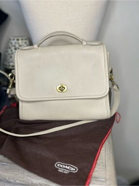 Vintage Coach 1989 Court Beige Leather Bag Crossbody/Satchel EUC
